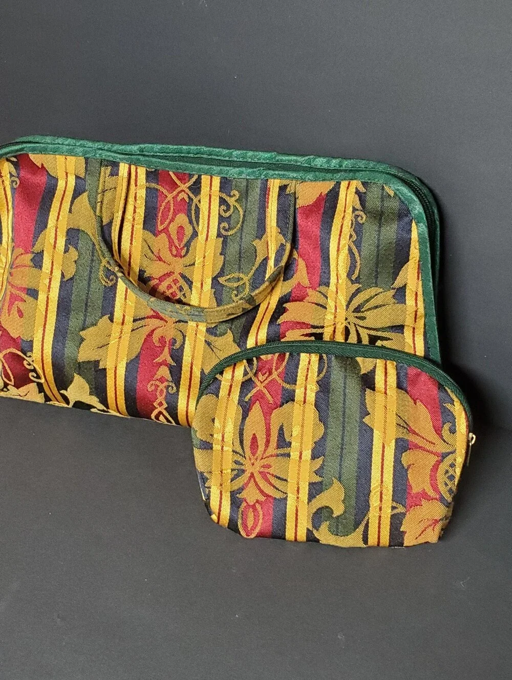 Allegro Pacific Tapestry Cosmetic Bag Set 2 Piece Vintage Style